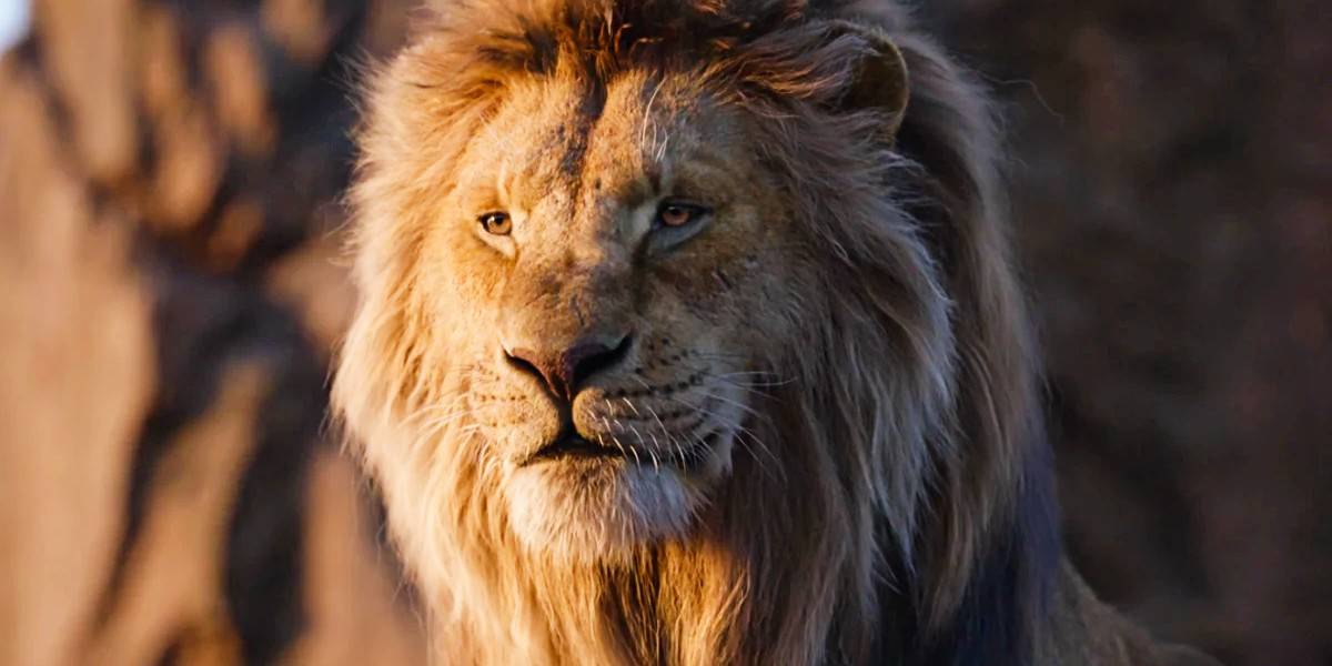 Mufasa (James Earl Jones) looking out over the Pride Lands in 'The Lion King' (2019)
