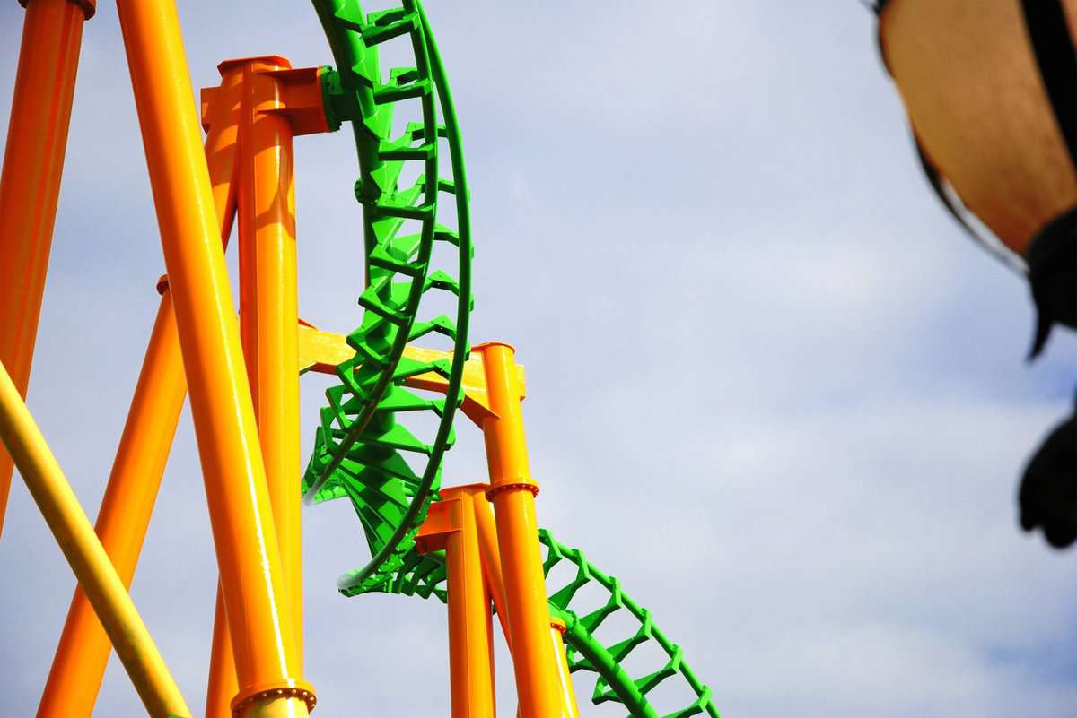A roller coaster at Six Flags New England