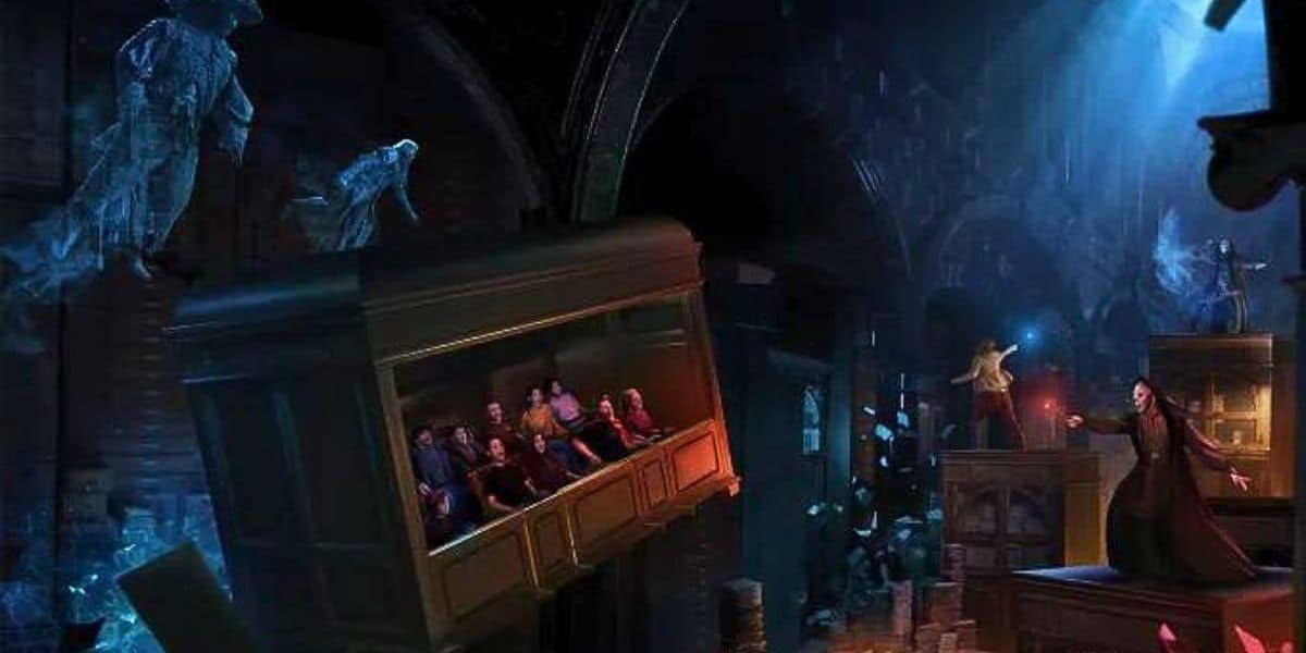 A scene from The Wizarding World of Harry Potter Ministry of Magic at Epic Universe