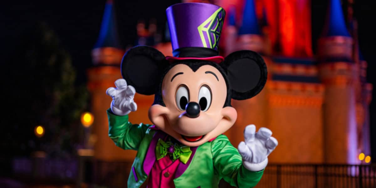 Mickey Mouse dressed in Halloween costume