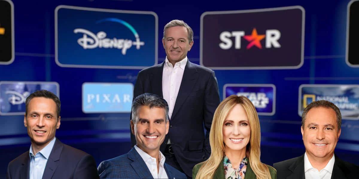 Bob Iger with Jimmy Pitaro, Josh D'Amaro, Dana Walden, and Alan Bergman
