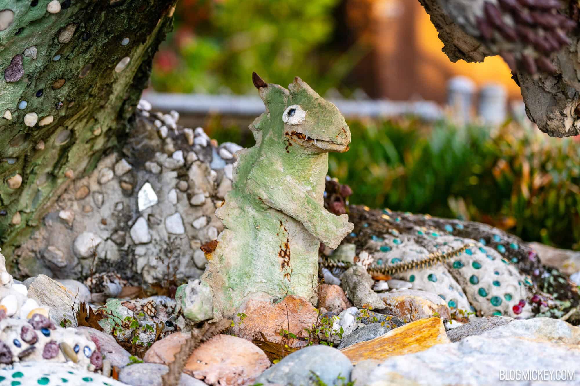 Colorful folk art dinosaur sculpture at DinoLand USA, Disney World.