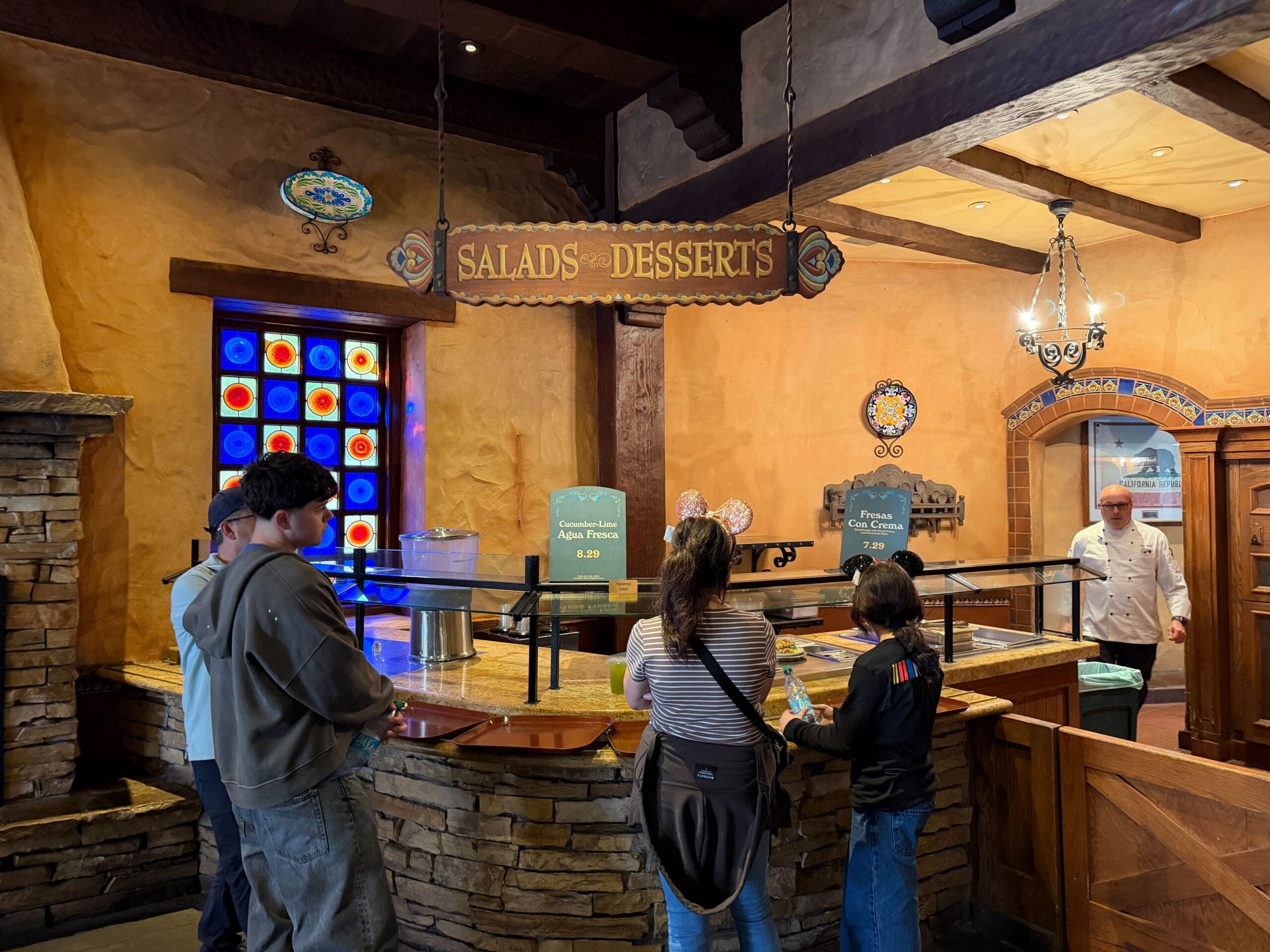 Salad and Dessert Station inside Rancho del Zocalo Restaurante at Disneyland.