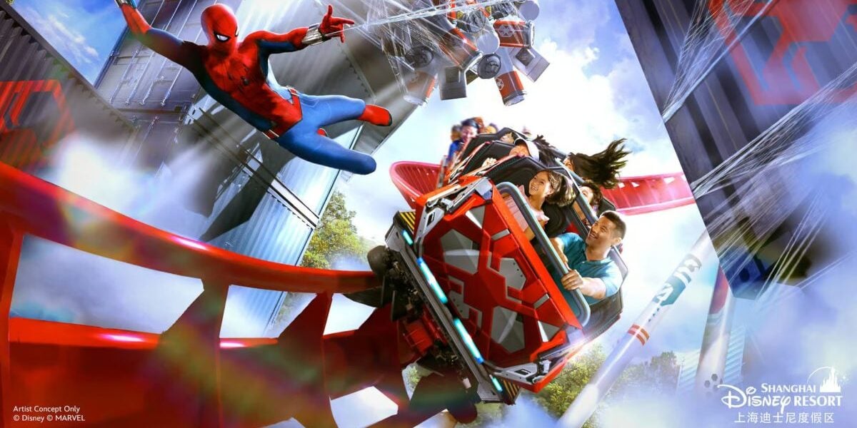 Concept art for the Spider-Man ride at Shanghai Disneyland