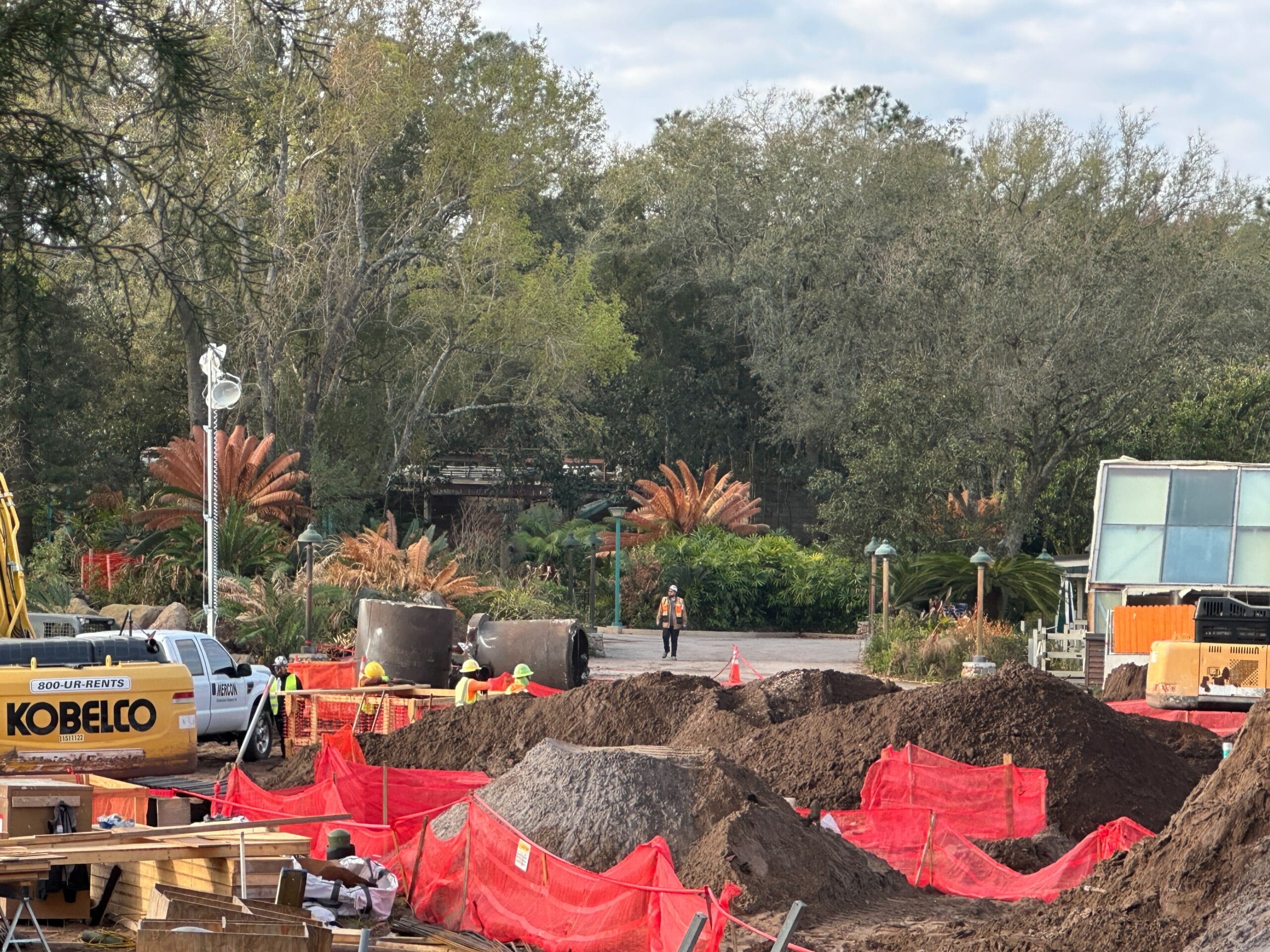 Elsewhere in Tropical Americas, dirt piles continue to be moved around, and several excavators, additional heavy equipment, and workers can be seen.