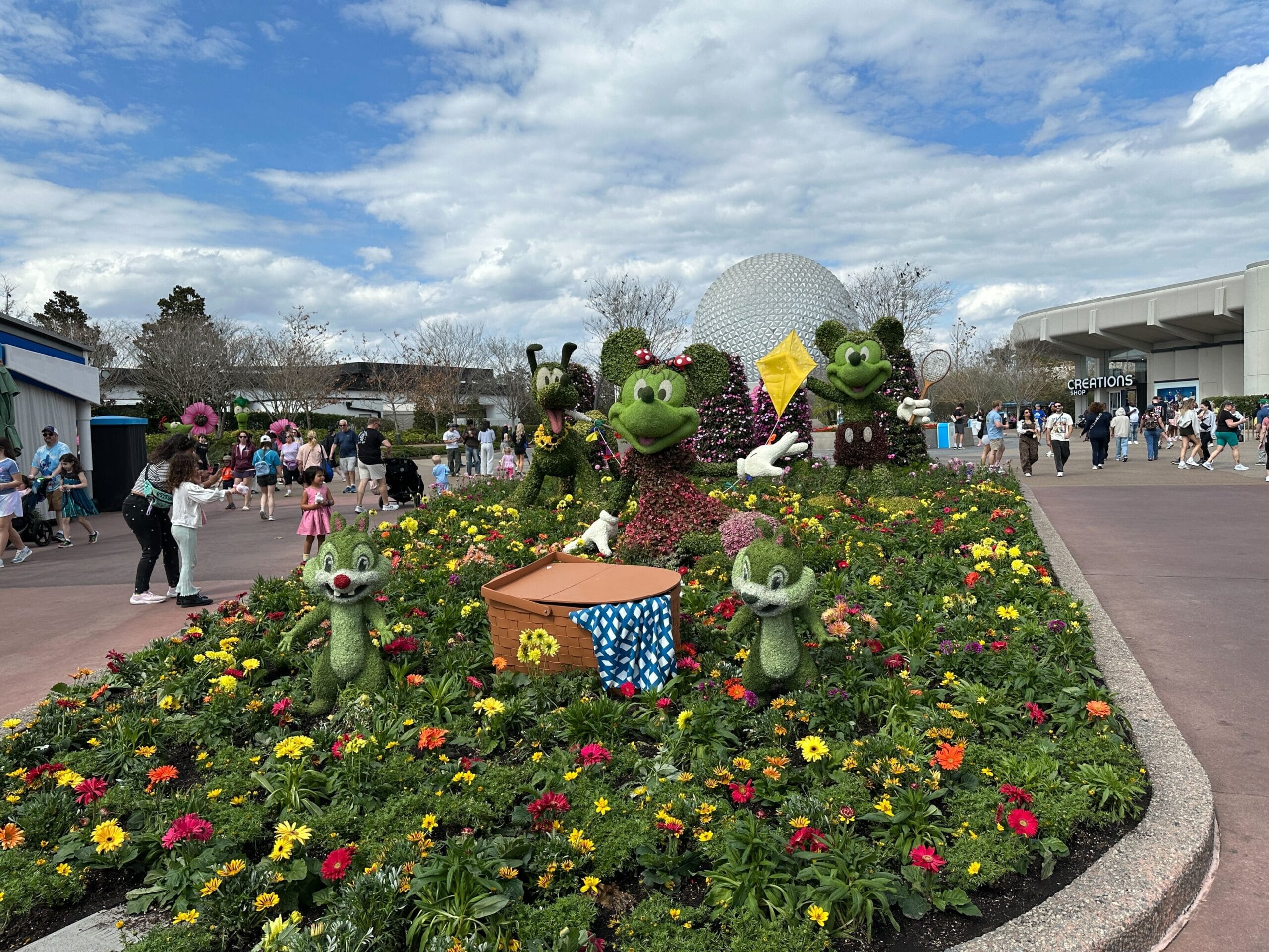 Mickey and friends topiary at EPCOT for the 2026 Flower and Garden Festival